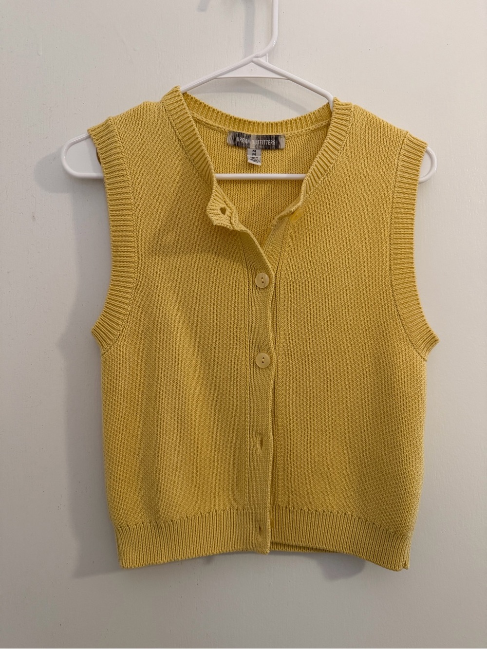 Urban Outfitters Yellow Knit Button-Front Sleeveless Cardigan Vest